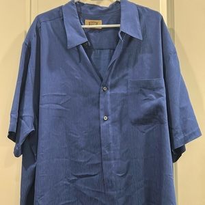 The Foundry mens rayon blend Button Down Short Sleeves shirt size 2XLT blue
